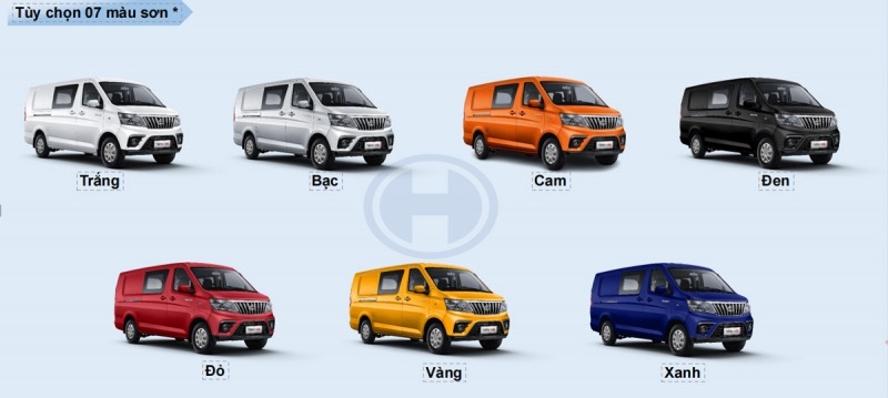7 màu sơn TERA V8: trắng, bạc, cam, đen, đỏ, vàng, xanh